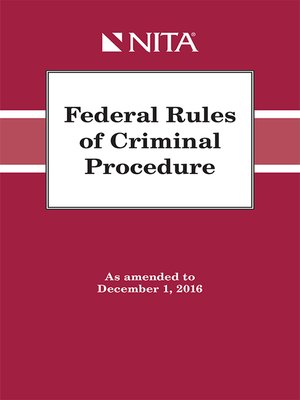 cover image of Federal Rules of Criminal Procedure